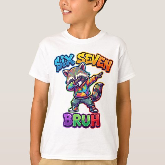 Six Seven Bruh, Funny Dabbing Raccoon 67 Meme Tシャツ (正面)