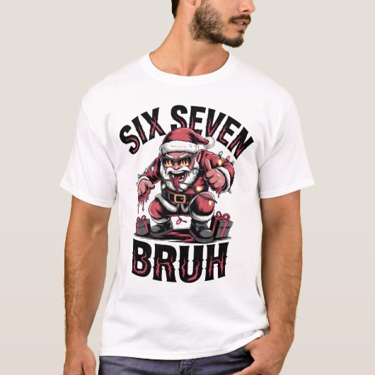 Six Seven Bruh Funny Heavy Metal Santa Shirt | Edg Tシャツ (正面)