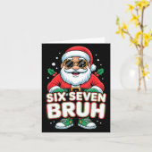 Six Seven Bruh Funny Santa Christmas 67 Gen Alpha  カード (黄色い花)