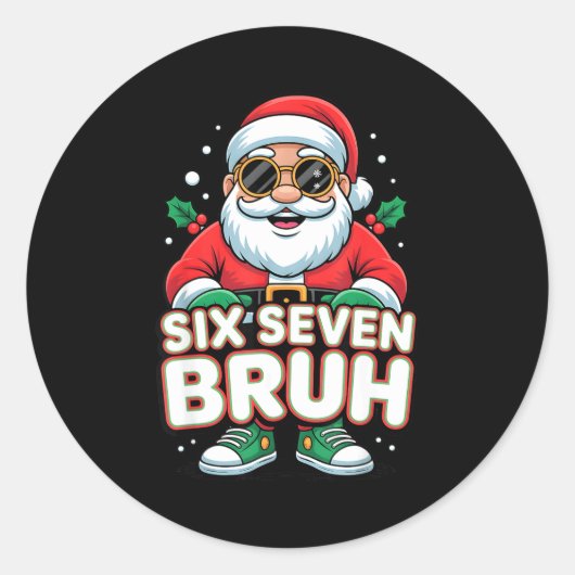 Six Seven Bruh Funny Santa Christmas 67 Gen Alpha  ラウンドシール (正面)