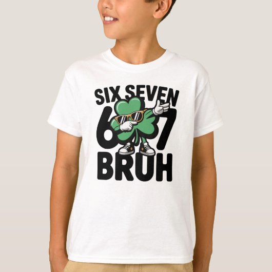 Six Seven Bruh Funny Shamrock Dabbing St Patricks Tシャツ (正面)