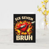 Six Seven Bruh Heart Dabbing Retro Love Meme Valen カード (黄色い花)