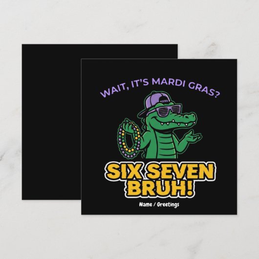 Six Seven Bruh Mardi Gras Cool Gator Festival 招待状 (正面/裏面)
