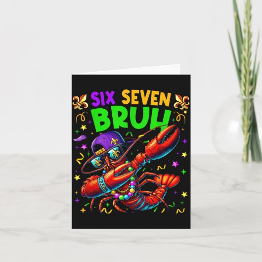 Six Seven Bruh Mardi Gras Dabbing Crawfish Men Wom カード (正面)