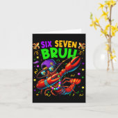 Six Seven Bruh Mardi Gras Dabbing Crawfish Men Wom カード (黄色い花)