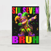 Six Seven Bruh Mardi Gras Jester Dab 6 7 Meme Fat  カード (正面)