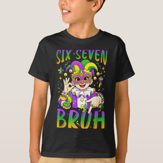 Six Seven Bruh Mardi Gras Leprechaun Jester Hat Fl Tシャツ (正面)