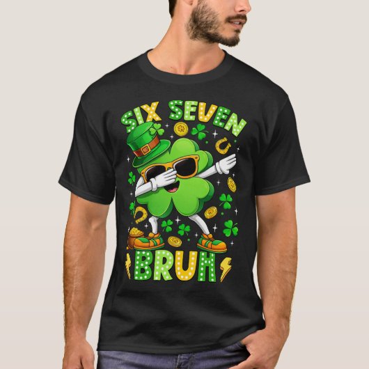 Six Seven Bruh Meme 67 Dabbing Shamrock St Patrick Tシャツ (正面)