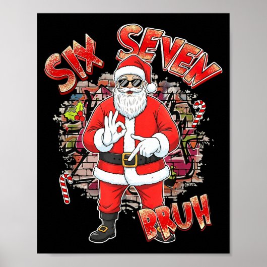 Six Seven Bruh Santa Funny 67 Six Seven Meme Chris ポスター (正面)