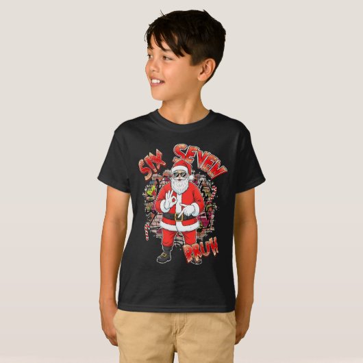 Six Seven Bruh Santa Funny 67 Six Seven Meme Chris Tシャツ (正面フル)