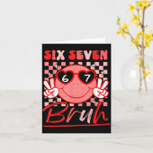 Six Seven Bruh Smile 6 7 Meme Valentines Day Girls カード (黄色い花)
