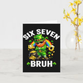 Six seven bruh st patrick’s day funny leprechaun カード (黄色い花)