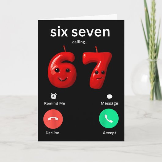 Six Seven Calling Meme Minimalist Trendy Phone Scr カード (正面)