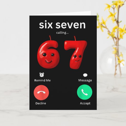 Six Seven Calling Meme Minimalist Trendy Phone Scr カード (黄色い花)