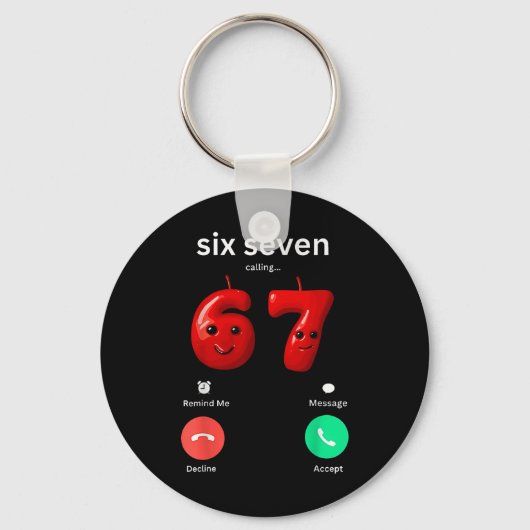 Six Seven Calling Meme Minimalist Trendy Phone Scr キーホルダー (正面)