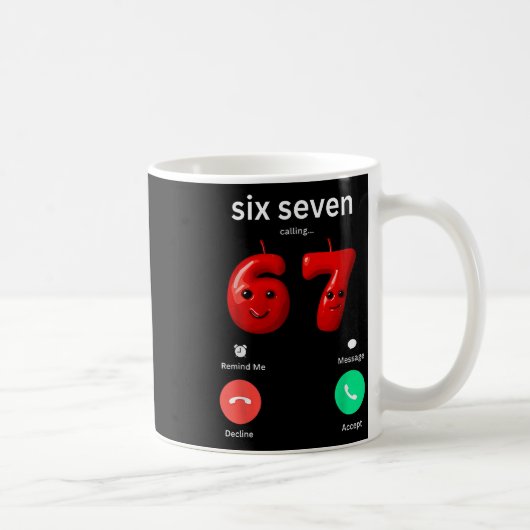 Six Seven Calling Meme Minimalist Trendy Phone Scr コーヒーマグカップ (右)