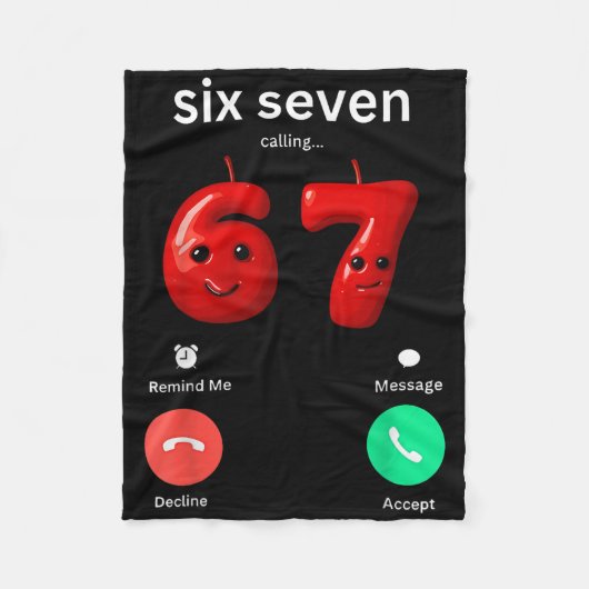 Six Seven Calling Meme Minimalist Trendy Phone Scr フリースブランケット (正面)