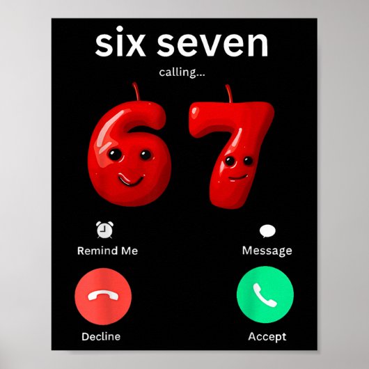 Six Seven Calling Meme Minimalist Trendy Phone Scr ポスター (正面)