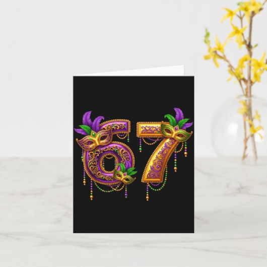 Six Seven Carnaval Festival 67 Meme Funny Mardi Gr カード (黄色い花)