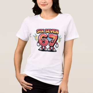 Six Seven Cartoon Number Design (67) トライブレンドTシャツ