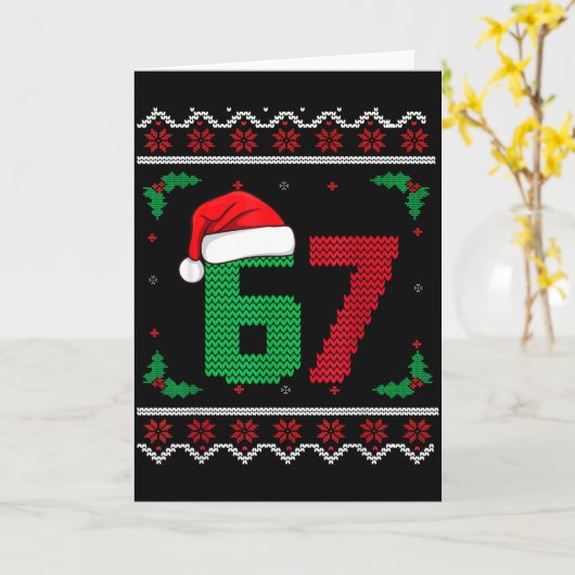 Six Seven Christmas 6 7 Ugly Christmas Sweater  カード (黄色い花)