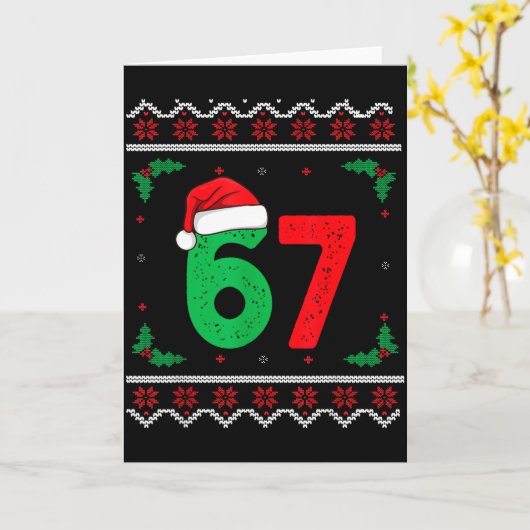 Six Seven Christmas 6 7 Ugly Christmas Sweater  カード (黄色い花)