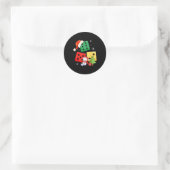 Six Seven Christmas Three Dice Santa Hat 67 Meme ラウンドシール (バッグ)