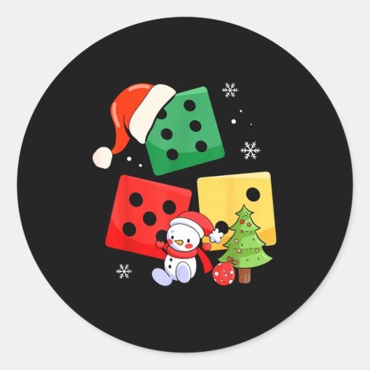 Six Seven Christmas Three Dice Santa Hat 67 Meme ラウンドシール (正面)