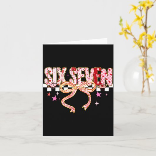 Six Seven Coquette Bow Women Girl Funny Valentines カード (黄色い花)