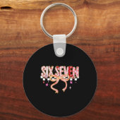 Six Seven Coquette Bow Women Girl Funny Valentines キーホルダー (正面)