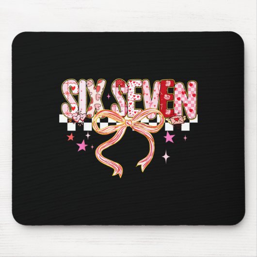 Six Seven Coquette Bow Women Girl Funny Valentines マウスパッド (正面)