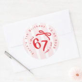 Six Seven Coquette Girl 7th Birthday Bow Thank you ラウンドシール (封筒)