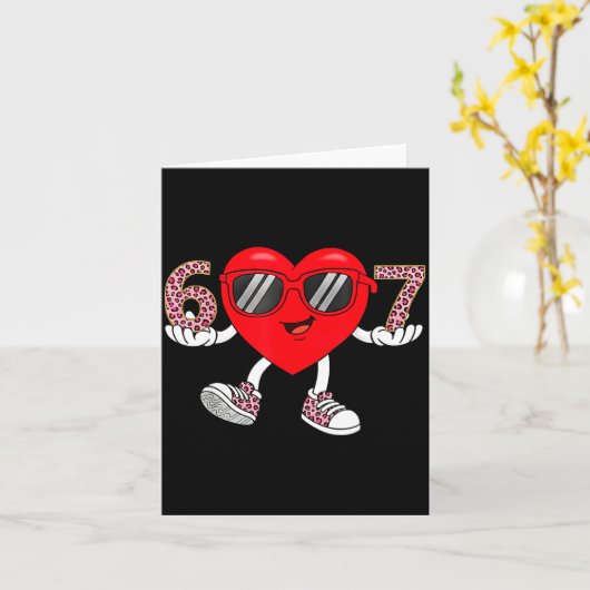 Six Seven Cute Heart 67 Meme 6 7 Valentines Day Bo カード (黄色い花)