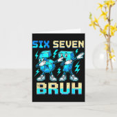 Six Seven Dabbing Cool Meme Bruh 67 Funny Dab Numb カード (黄色い花)