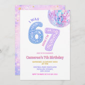 Six Seven Disco Glam 67 Kids Birthday Party 招待状 (正面/裏面)