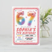 Six Seven Fluffy Fur Birthday Invitation 招待状 (スタンド正面)