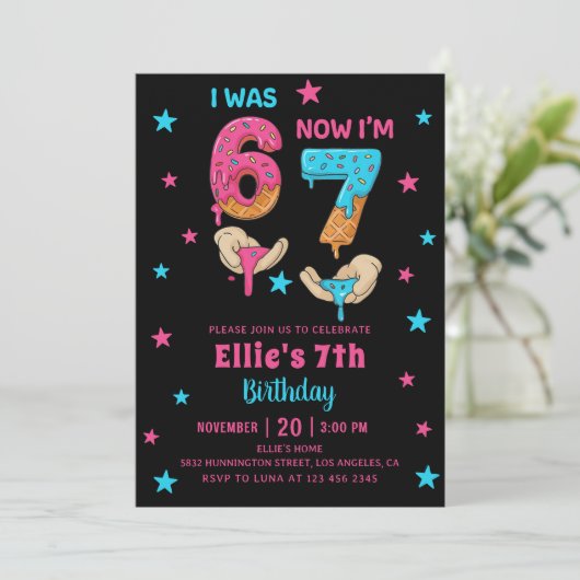 Six Seven Girl Birthday 招待状 (スタンド正面)