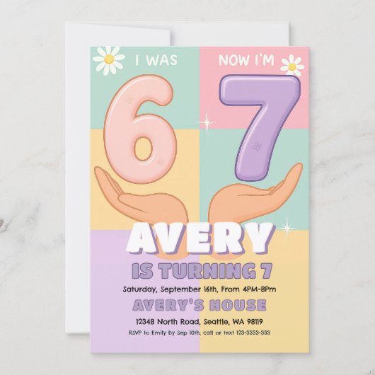 Six Seven Girl Birthday Invitation 招待状 (正面)