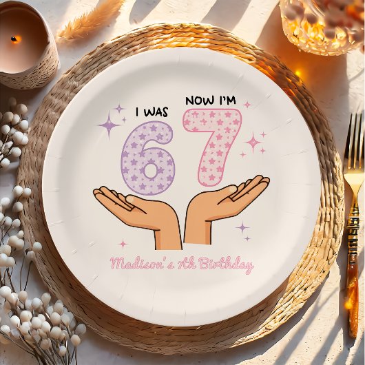 Six Seven Girl Birthday Paper Plate ペーパープレート