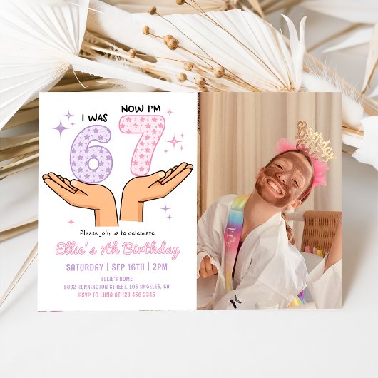 Six Seven Girl Birthday Photo 招待状