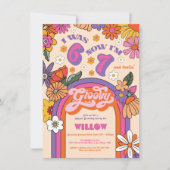 Six Seven Groovy Hippie Birthday Party 招待状 (正面)