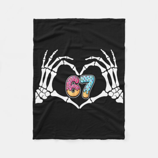 Six Seven Ice Cream Drip 67 Meme Skeleton Hands Si フリースブランケット (正面)