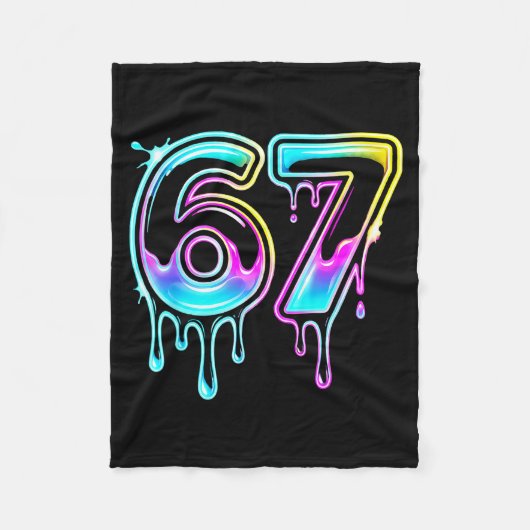 Six Seven Ice Cream Drip Cool Meme 67 Funny 6 7 Bo フリースブランケット (正面)