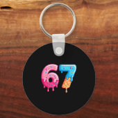 Six Seven Ice Cream Drip Cool Meme 67 Funny Number キーホルダー (正面)