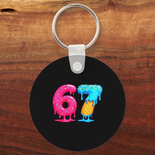 Six Seven Ice Cream Drip Cool Meme 67 Funny Number キーホルダー (正面)
