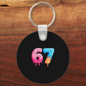 Six Seven Ice Cream Drip Cool Meme 67 Funny Number キーホルダー (正面)