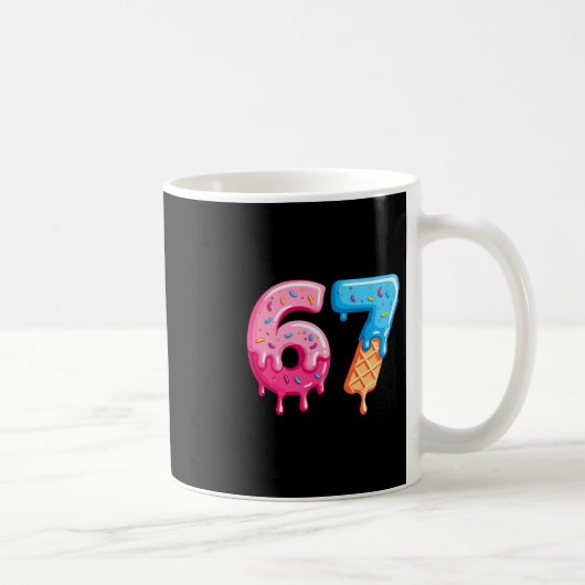 Six Seven Ice Cream Drip Cool Meme 67 Funny Number コーヒーマグカップ (右)