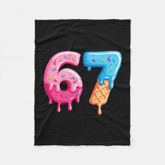 Six Seven Ice Cream Drip Cool Meme 67 Funny Number フリースブランケット (正面)