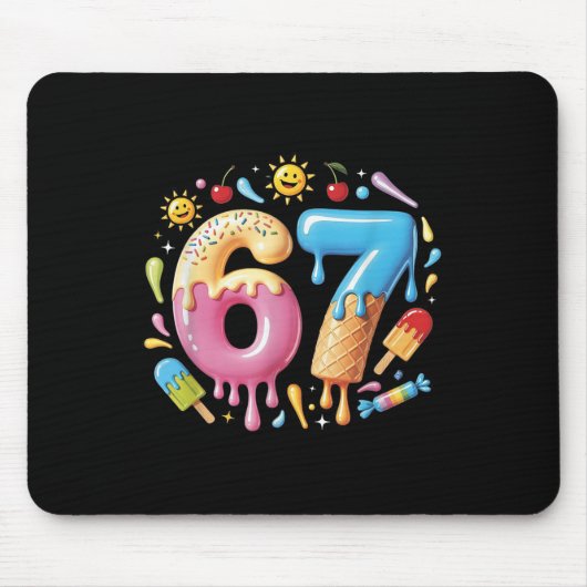 Six Seven Ice Cream Drip Cool Meme 67 Funny Number マウスパッド (正面)