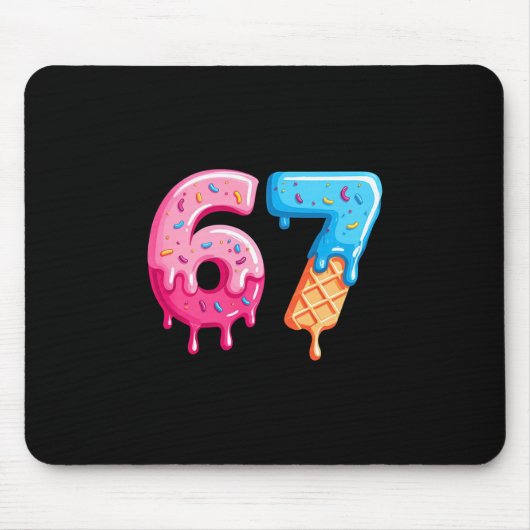 Six Seven Ice Cream Drip Cool Meme 67 Funny Number マウスパッド (正面)